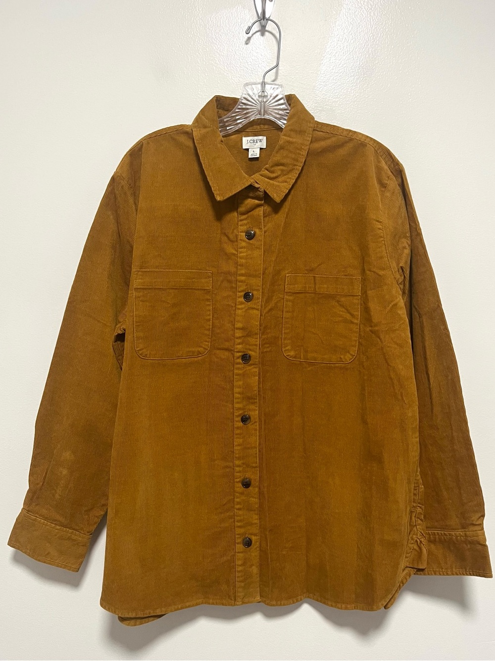 J Crew Factory Corduroy Shirt Jacket Shacket Oversized Relaxed Gold Brown Large
